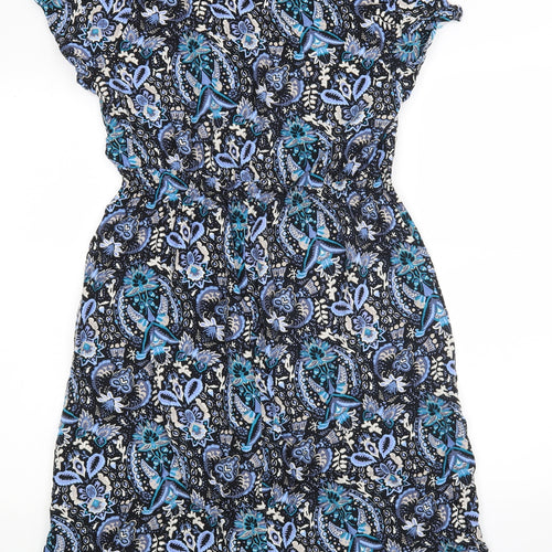 BM Collection Womens Blue Floral  A-Line  Size 14
