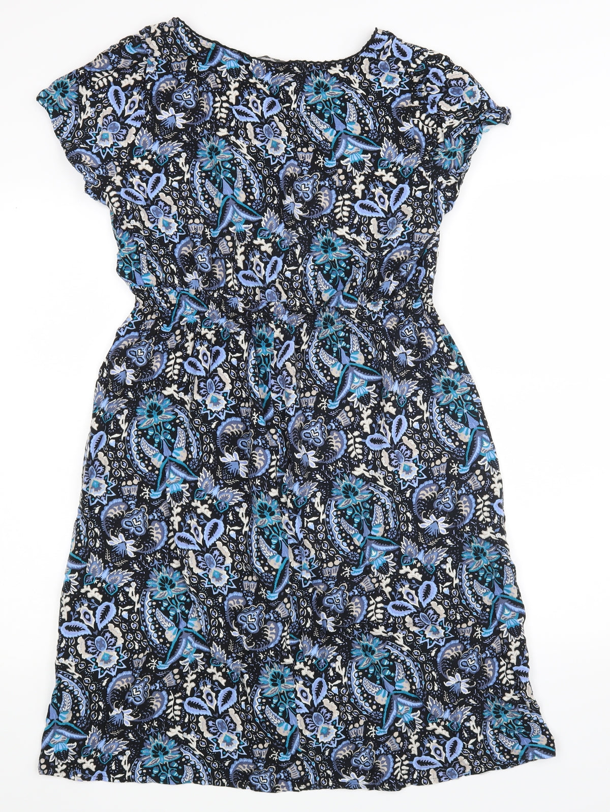 BM Collection Womens Blue Floral  A-Line  Size 14