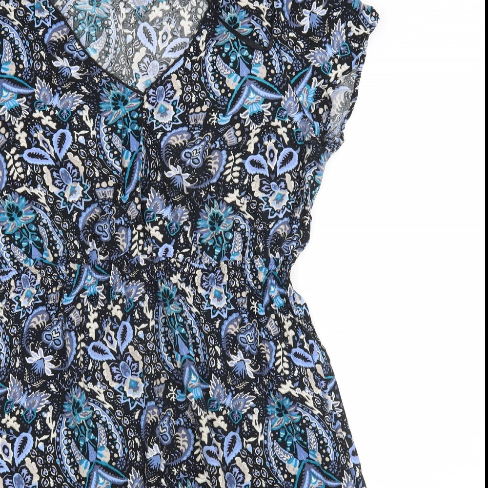 BM Collection Womens Blue Floral  A-Line  Size 14