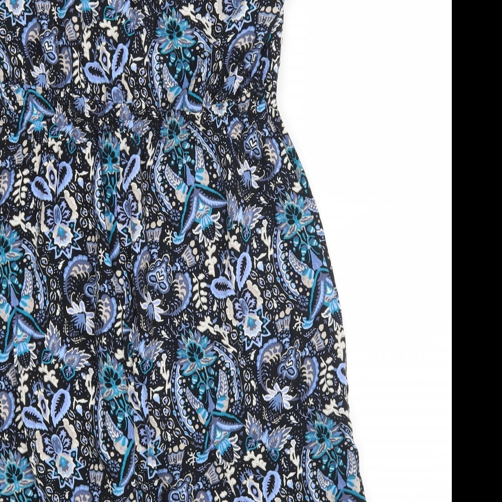 BM Collection Womens Blue Floral  A-Line  Size 14