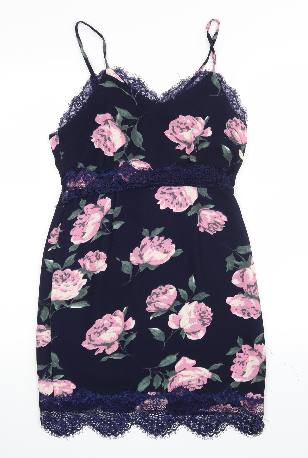 Missguided Womens Blue Floral  A-Line  Size 8
