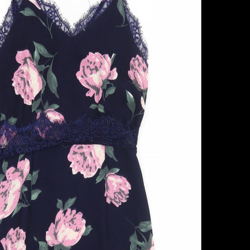 Missguided Womens Blue Floral  A-Line  Size 8