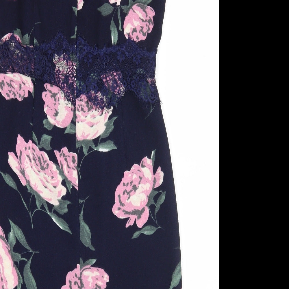 Missguided Womens Blue Floral  A-Line  Size 8