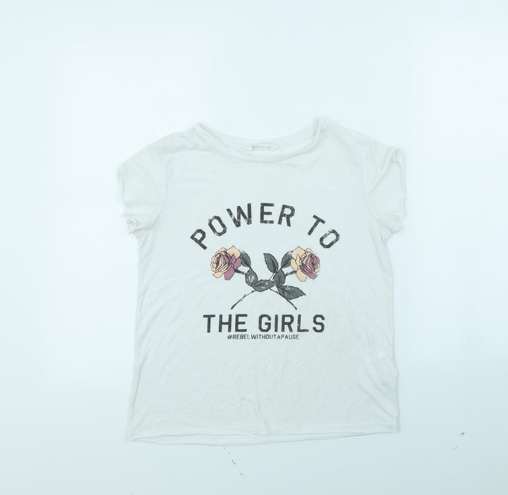H&M Girls White   Basic T-Shirt Size 12 Years