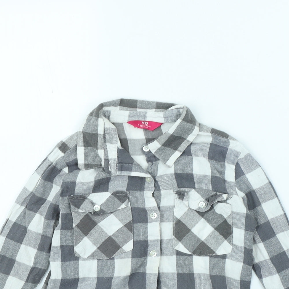 yd Girls Grey Check  Basic Button-Up Size 9 Years