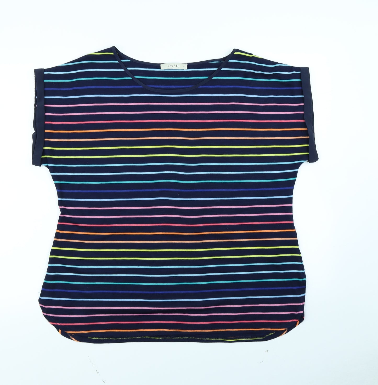 Oasis Womens Multicoloured Striped  Basic T-Shirt Size L