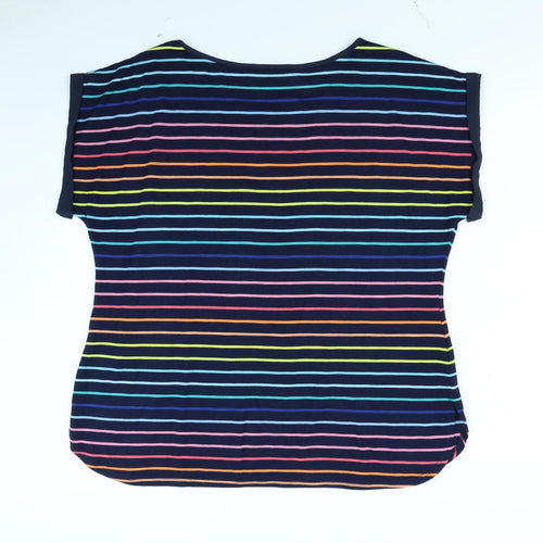 Oasis Womens Multicoloured Striped  Basic T-Shirt Size L