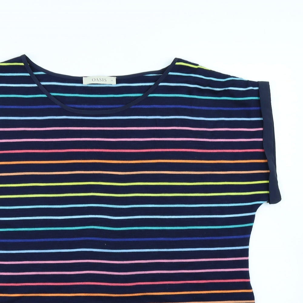 Oasis Womens Multicoloured Striped  Basic T-Shirt Size L