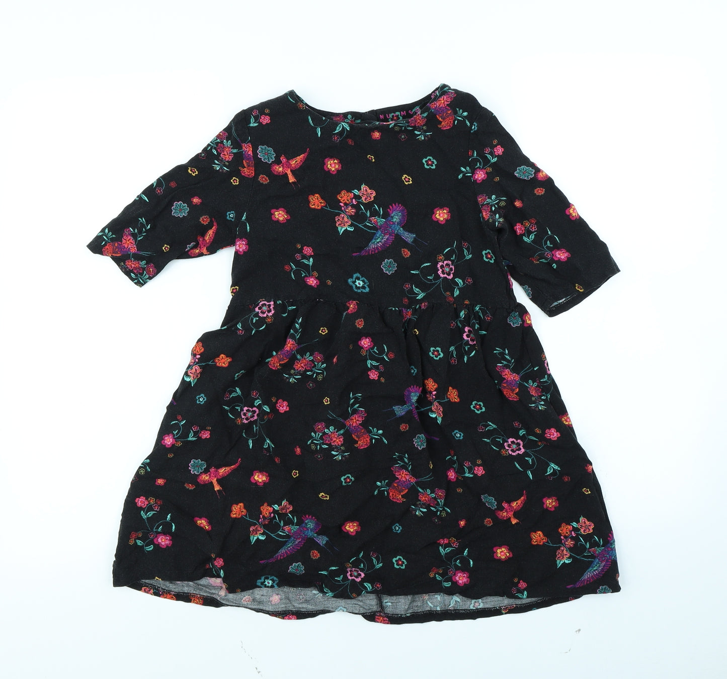 Nutmeg Girls Black Floral  Fit & Flare  Size 8 Years