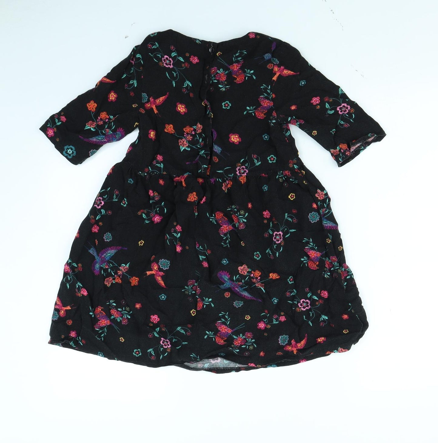 Nutmeg Girls Black Floral  Fit & Flare  Size 8 Years