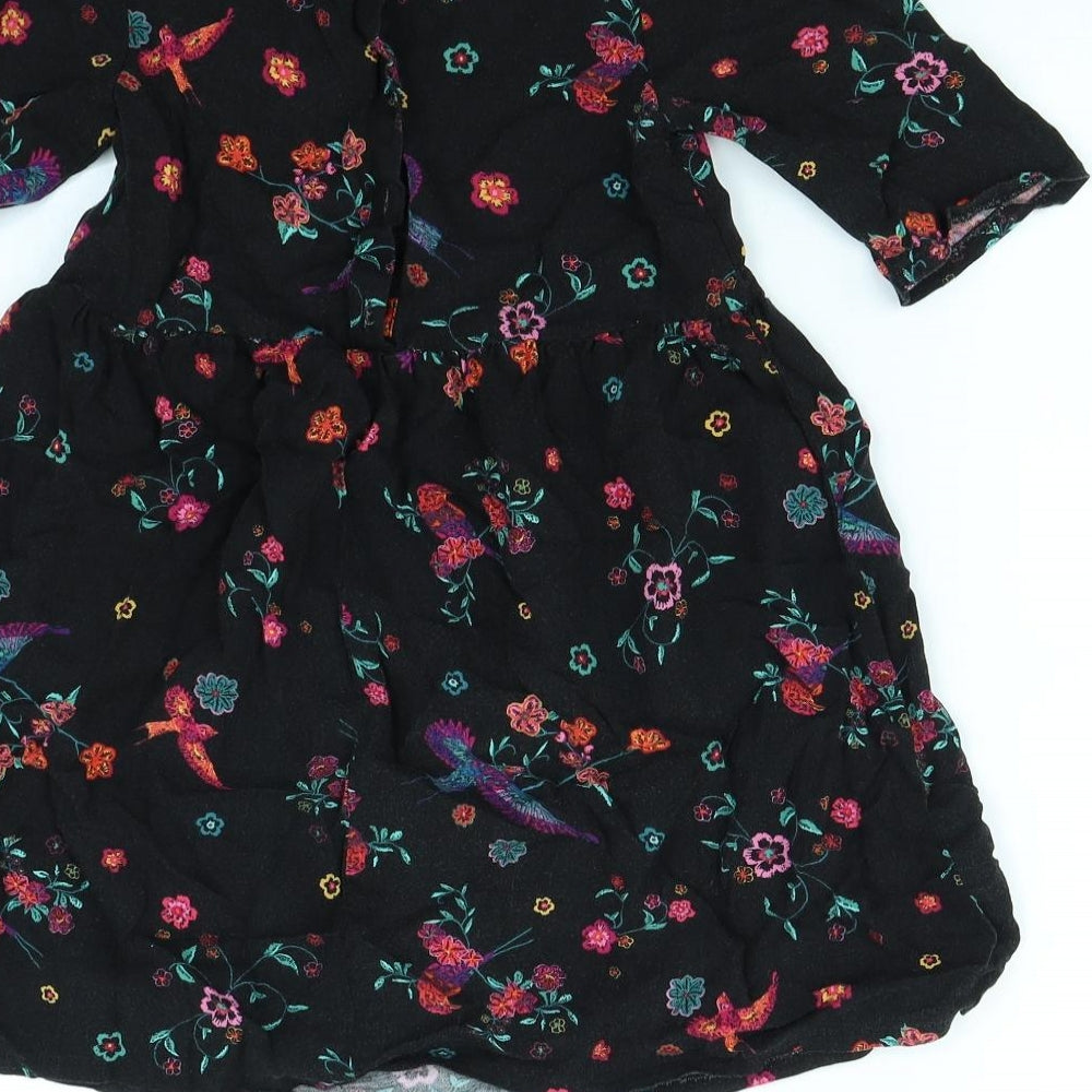 Nutmeg Girls Black Floral  Fit & Flare  Size 8 Years