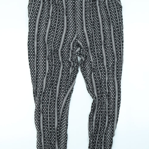 New Look Womens Black Striped Rayon Trousers  Size 16 L30 in