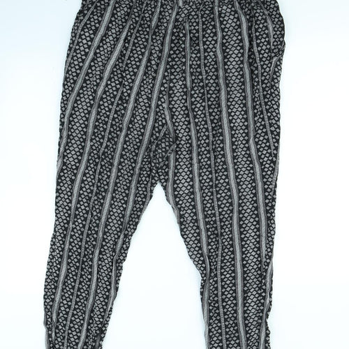 New Look Womens Black Striped Rayon Trousers  Size 16 L30 in