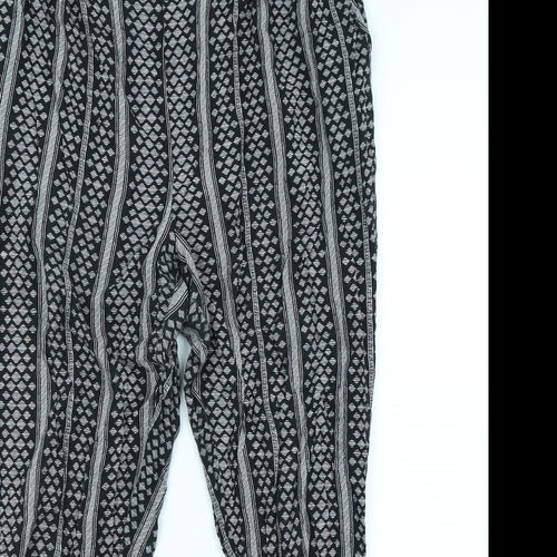 New Look Womens Black Striped Rayon Trousers  Size 16 L30 in