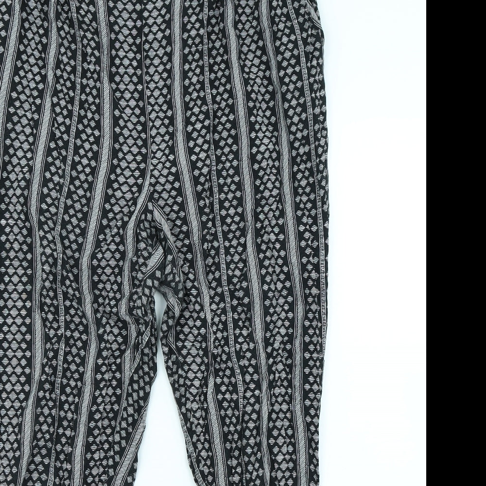 New Look Womens Black Striped Rayon Trousers  Size 16 L30 in