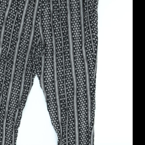 New Look Womens Black Striped Rayon Trousers  Size 16 L30 in