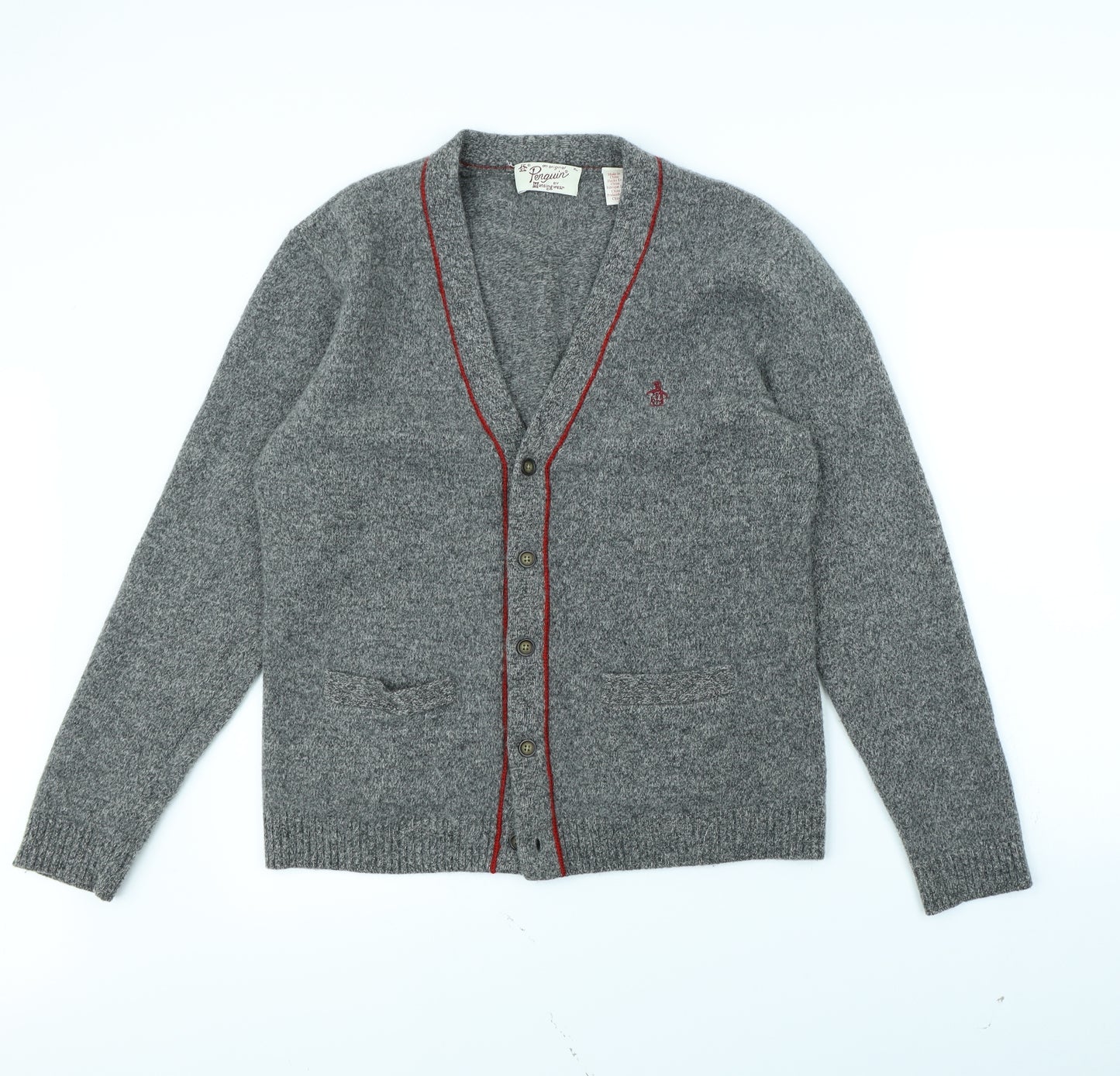 Penguin Mens Grey   Cardigan Jumper Size XL