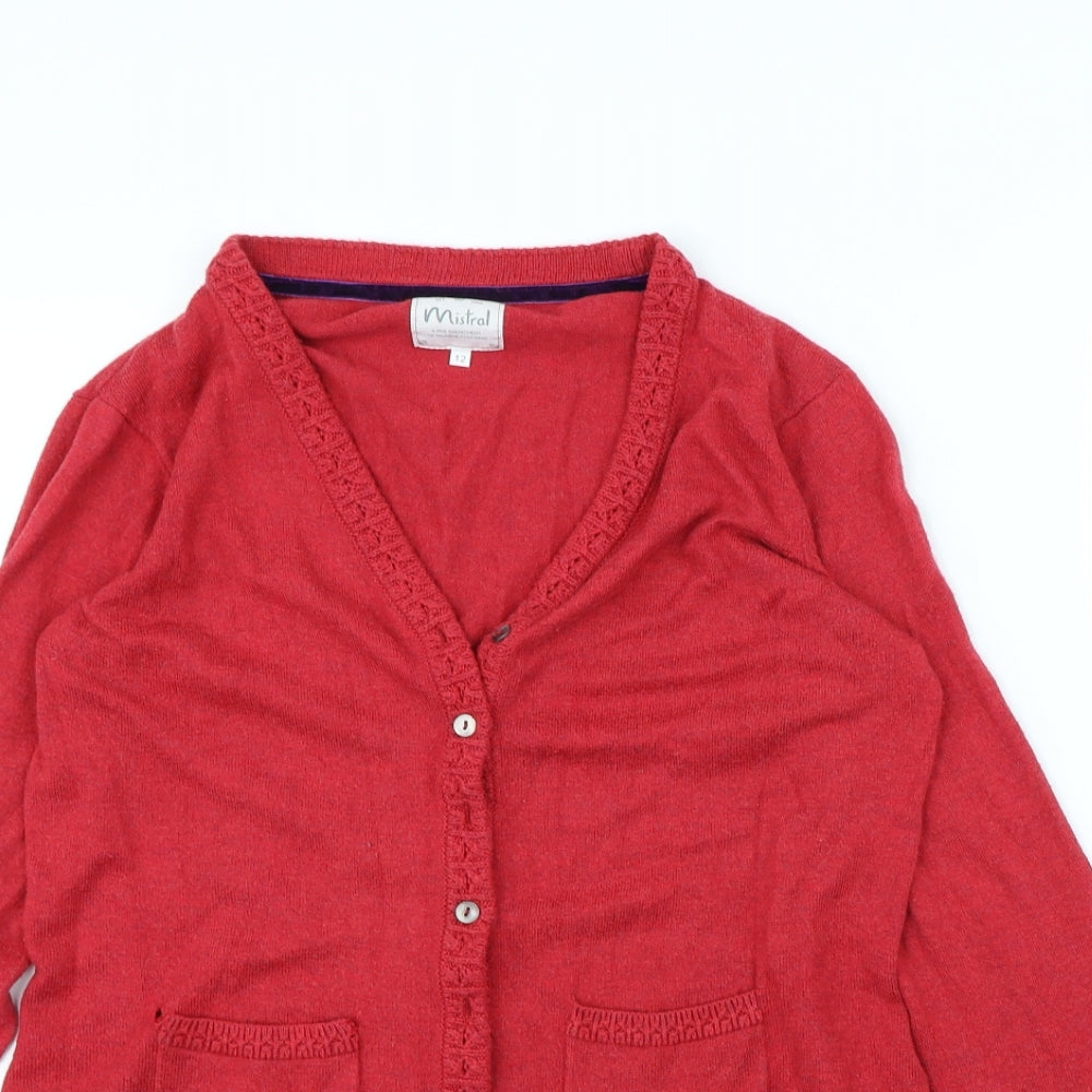 Mistral Womens Red   Cardigan Jumper Size 12