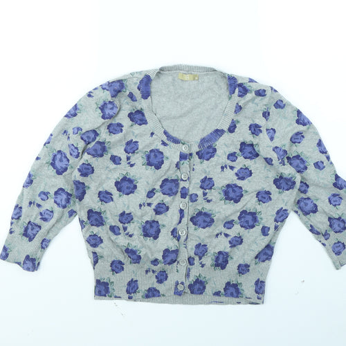TU Womens Grey Floral  Cardigan Jumper Size 16