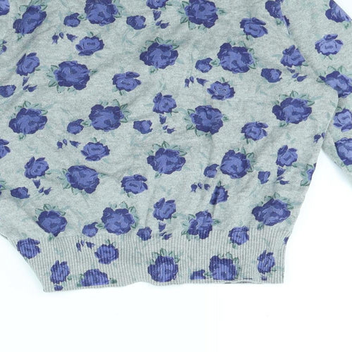 TU Womens Grey Floral  Cardigan Jumper Size 16