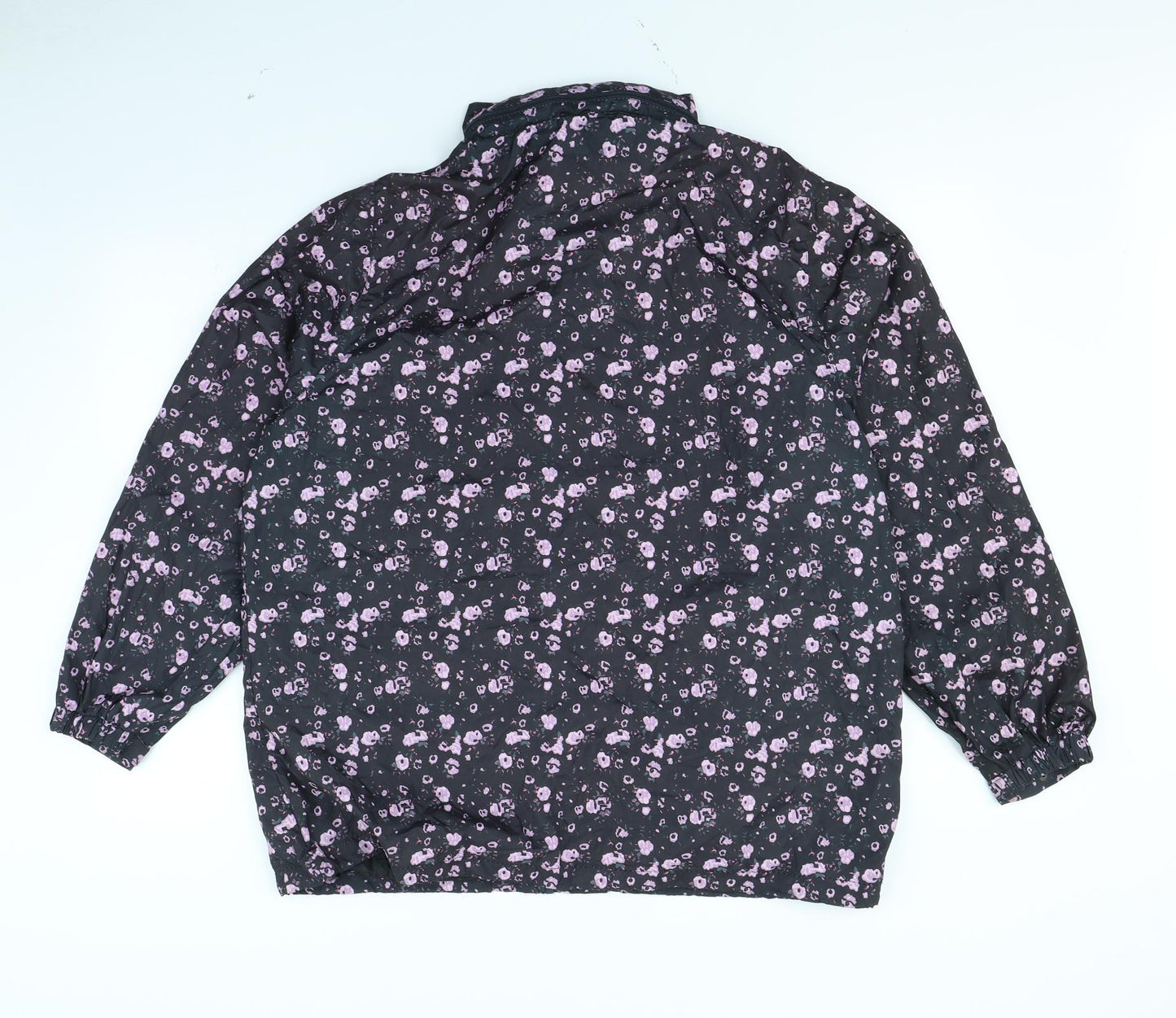 Preworn Womens Black Floral  Rain Coat Coat Size 16