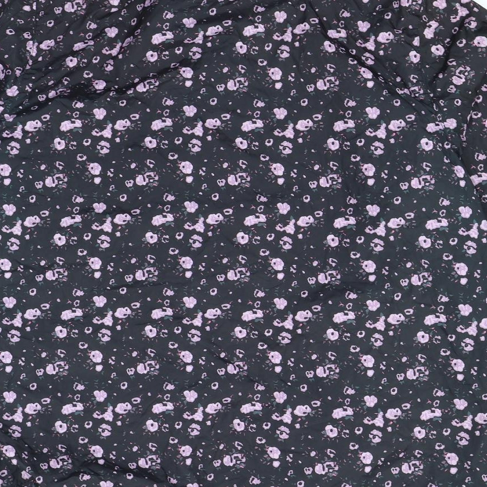 Preworn Womens Black Floral  Rain Coat Coat Size 16
