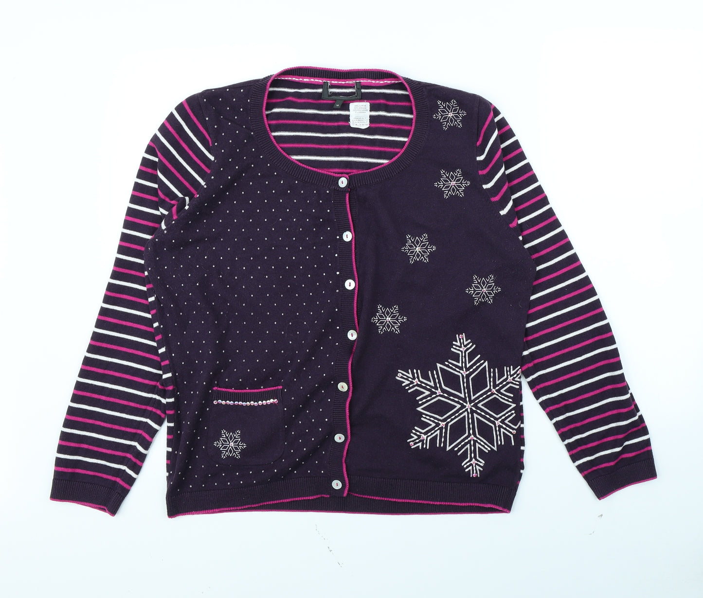 Preworn Womens Multicoloured Striped  Cardigan Jumper Size 18
