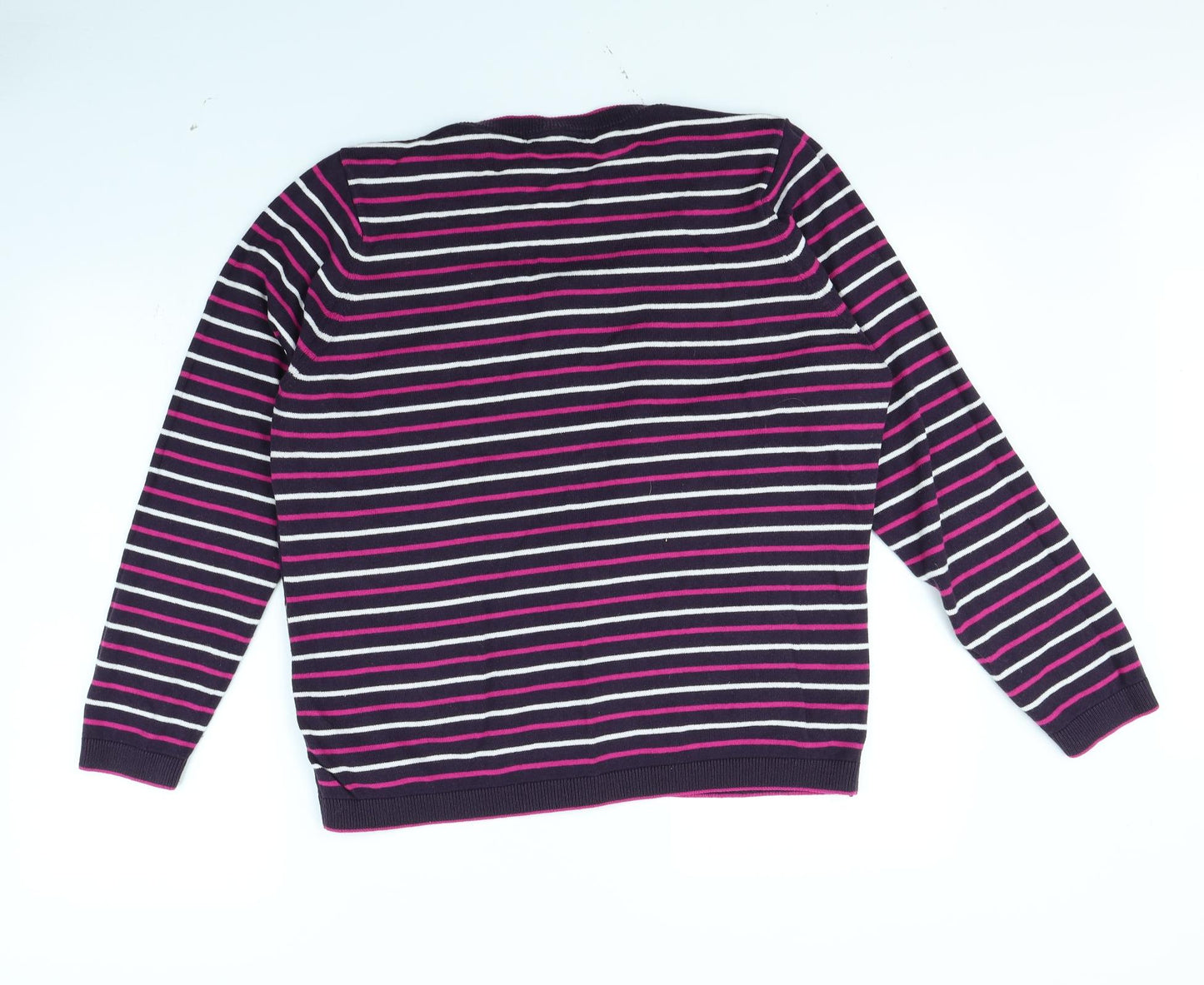 Preworn Womens Multicoloured Striped  Cardigan Jumper Size 18