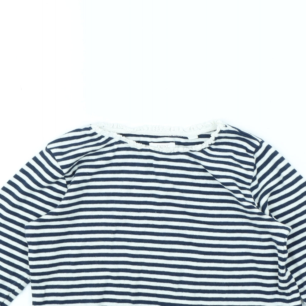 NEXT Girls Blue Striped  Basic T-Shirt Size 7 Years