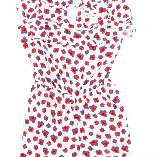 George Womens White Floral  Bodysuit One-Piece Size 10