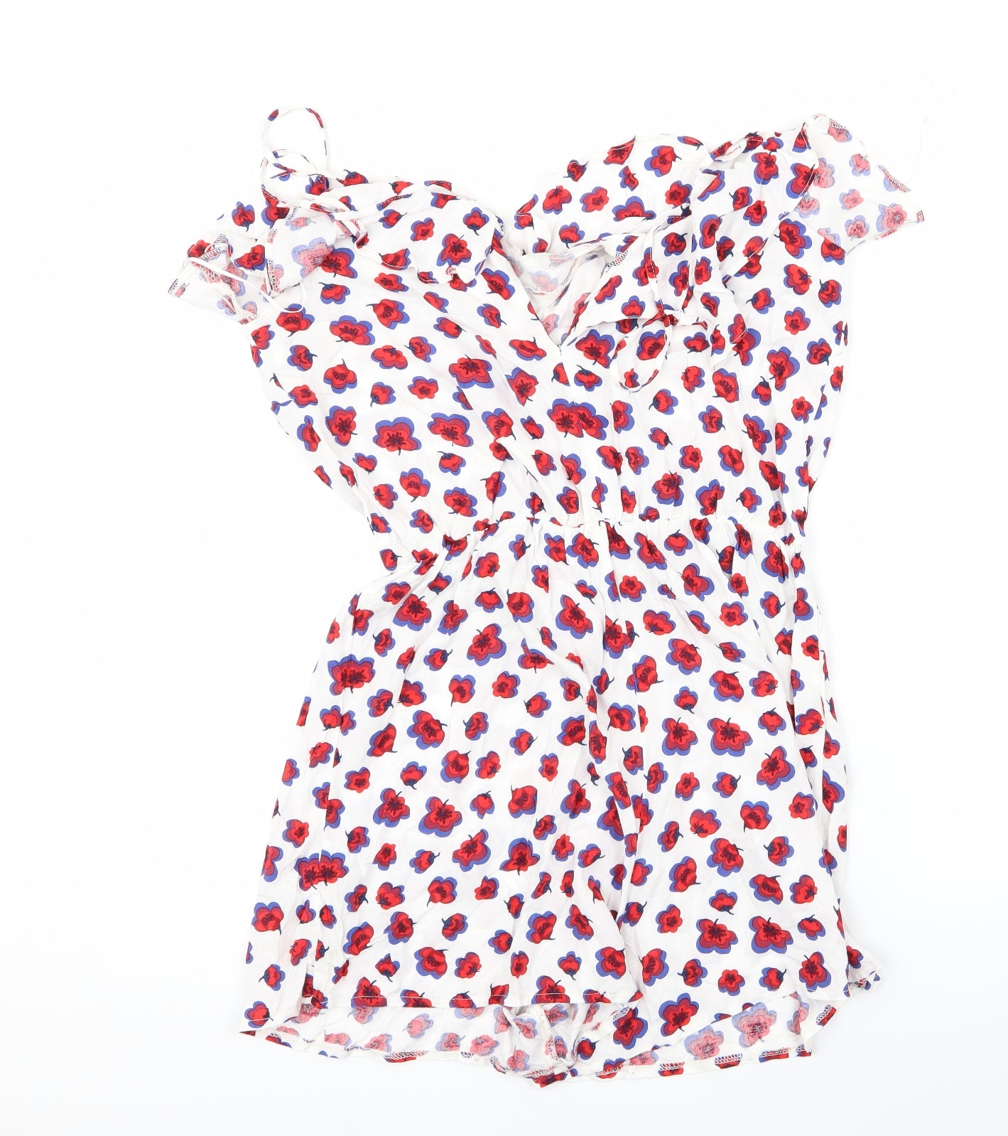 George Womens White Floral  Bodysuit One-Piece Size 10