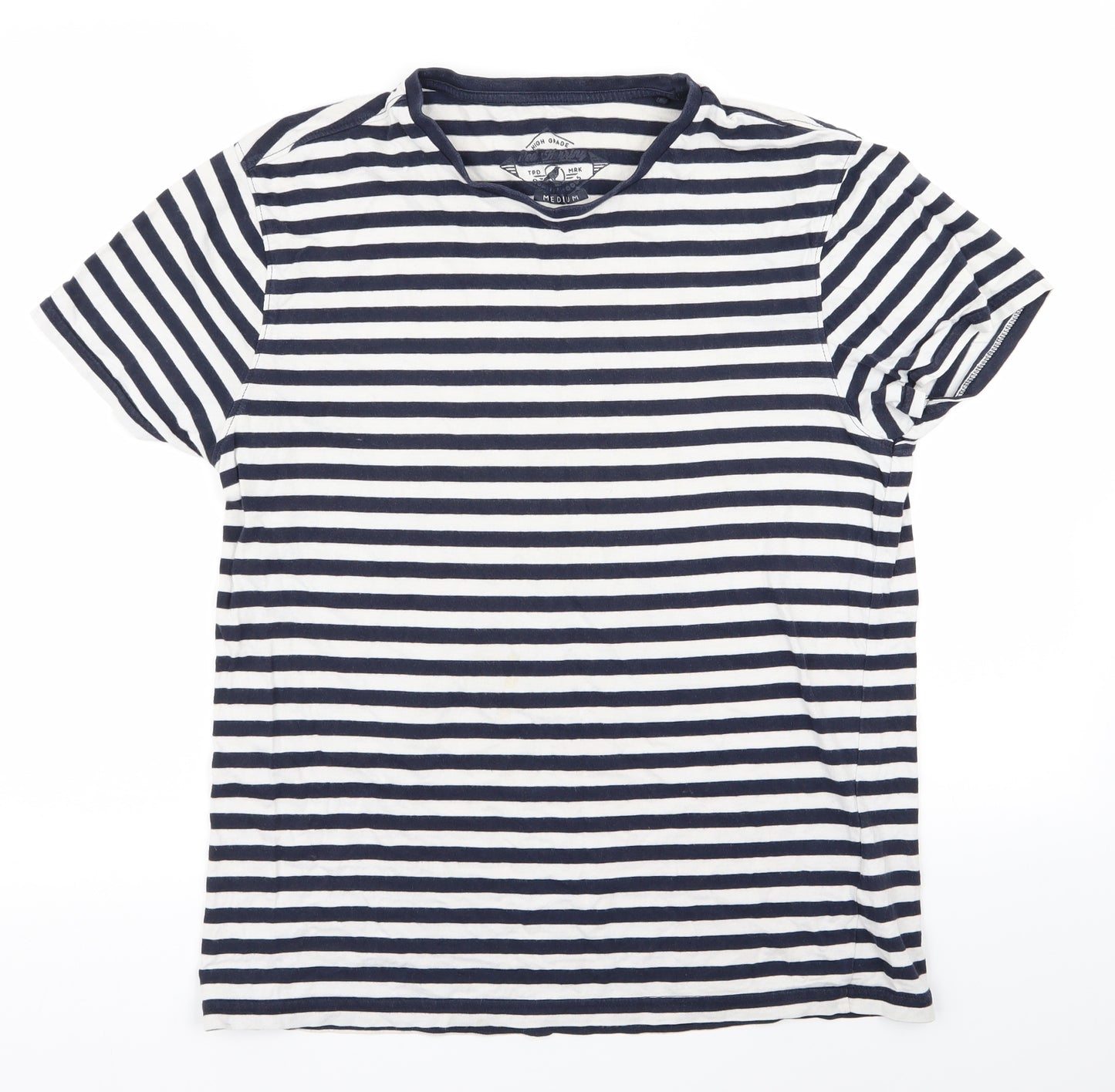 debanams Mens Blue Striped   T-Shirt Size M