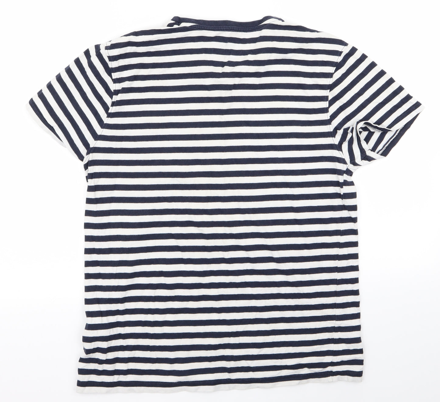 debanams Mens Blue Striped   T-Shirt Size M