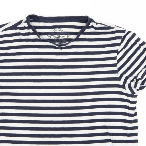 debanams Mens Blue Striped   T-Shirt Size M