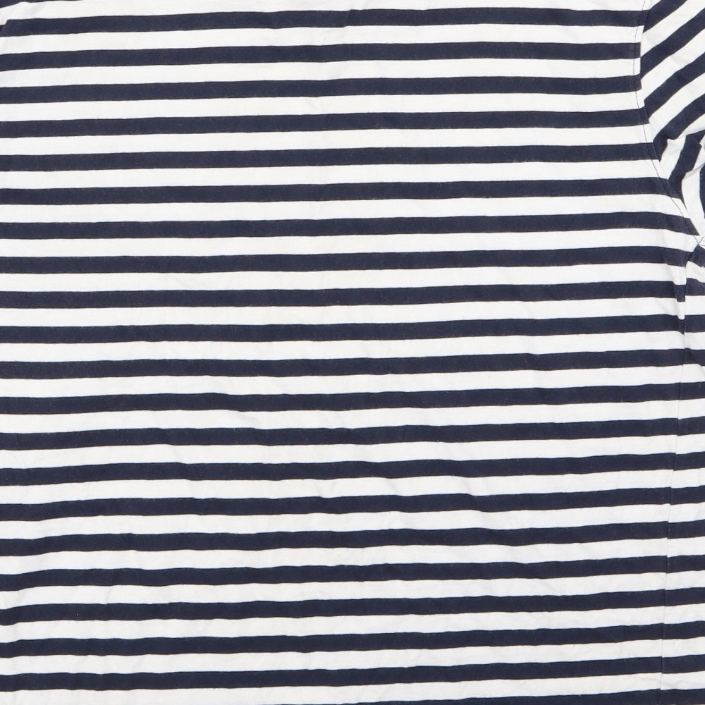 debanams Mens Blue Striped   T-Shirt Size M