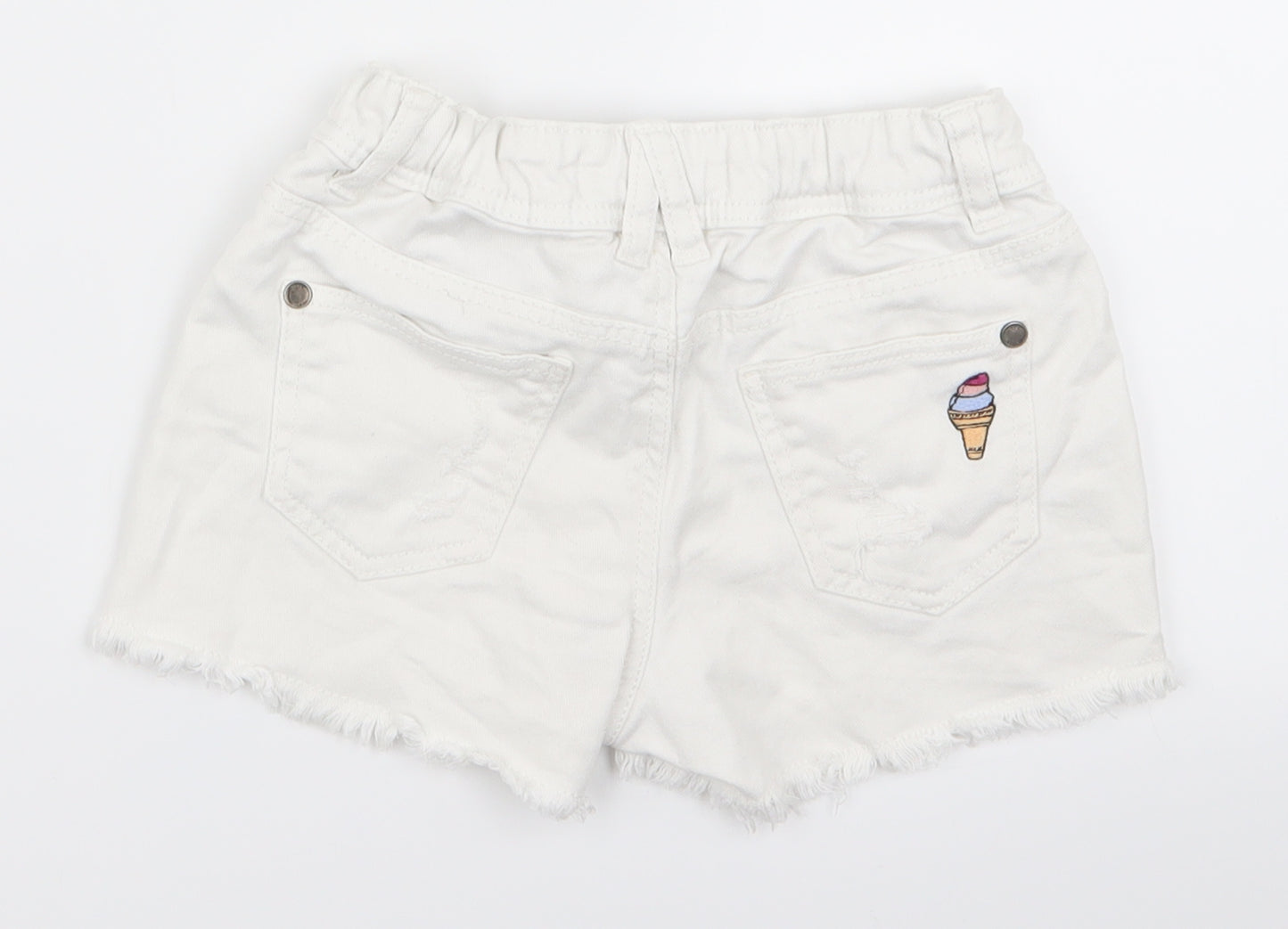 m&s Boys White   Chino Shorts Size 6 Years - palm tree