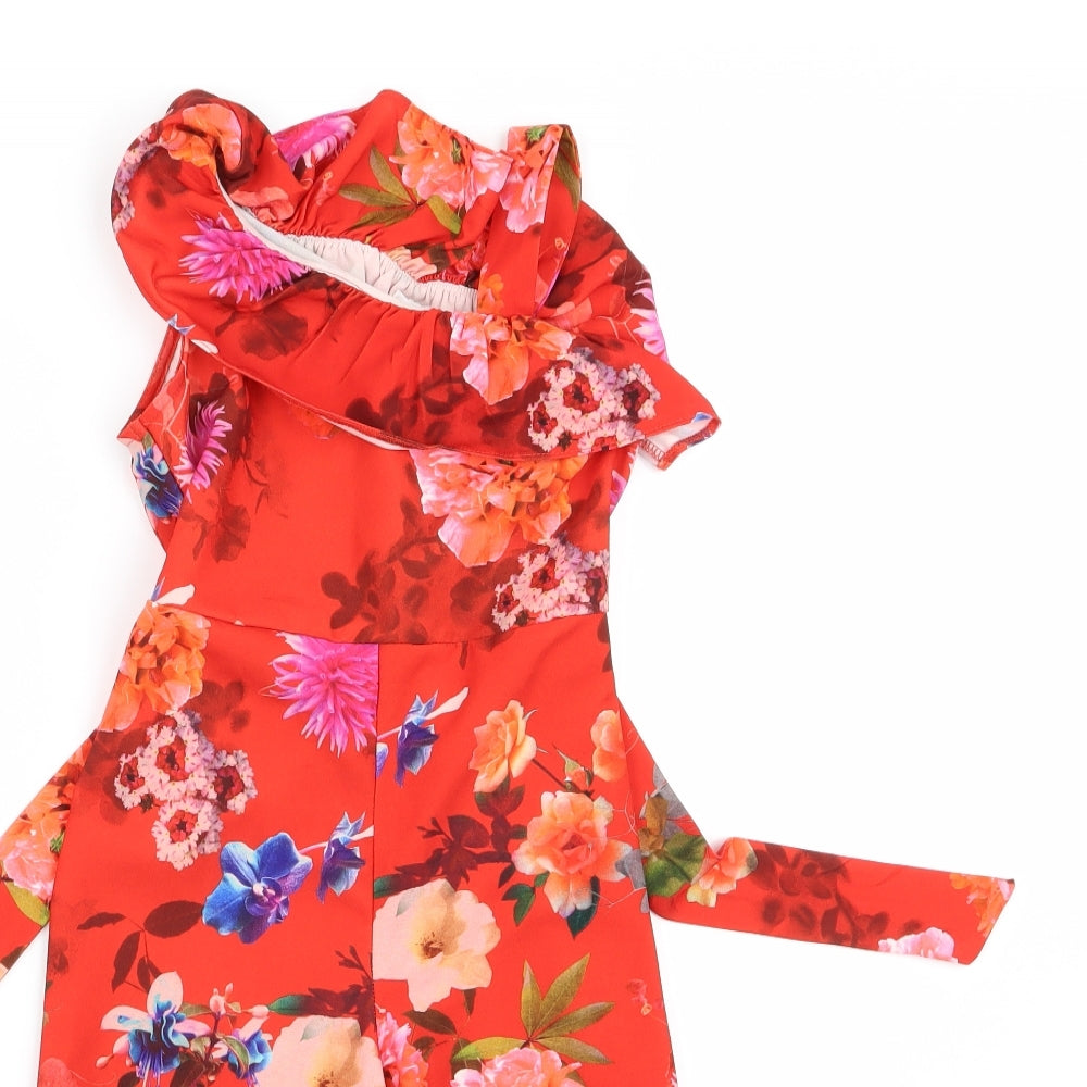 NEXT Girls Red Floral  Bodysuit One-Piece Size 4 Years