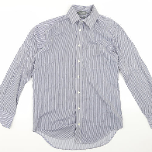 m&s Womens Blue Striped  Basic Button-Up Size 32