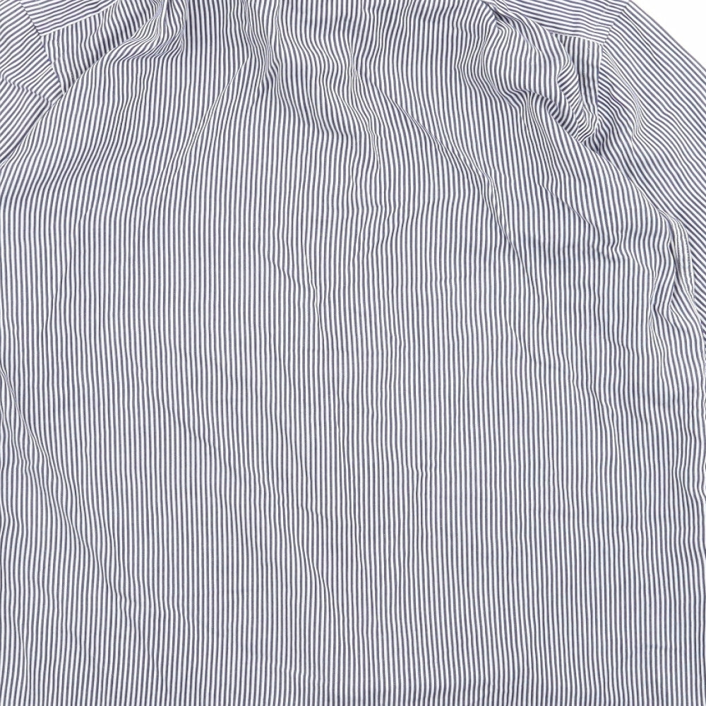 m&s Womens Blue Striped  Basic Button-Up Size 32
