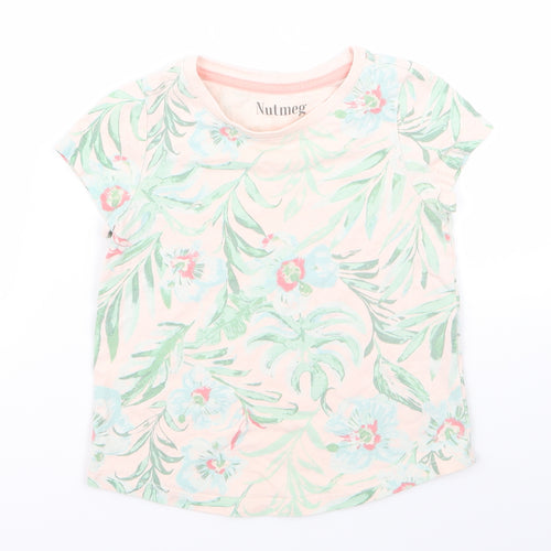 Nutmeg Girls Brown Floral  Basic T-Shirt Size 4 Years