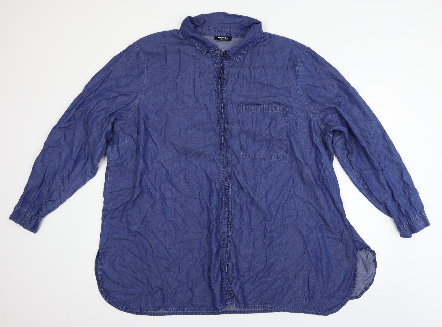Simply Be Womens Blue  Denim Basic Button-Up Size 30