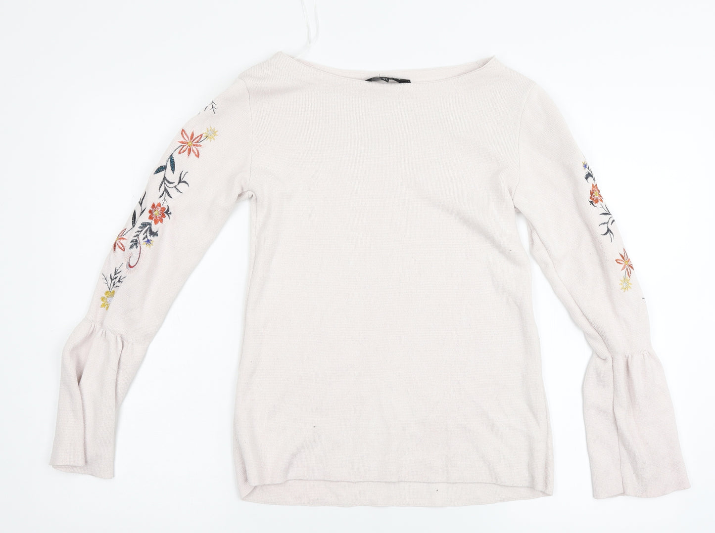 F&F Womens Pink Floral Knit Pullover Jumper Size 6