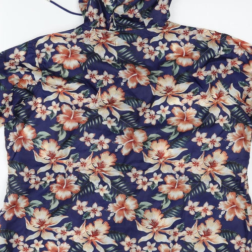 Intuition Womens Blue Floral  Biker Coat Size M