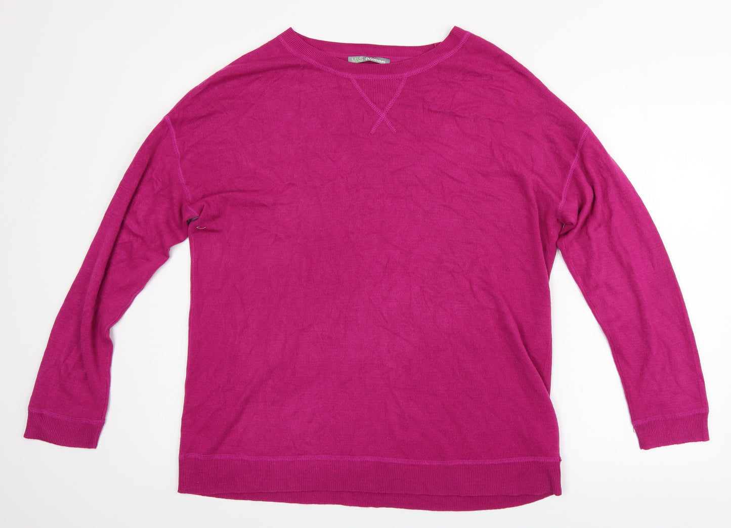 M&S Womens Pink  Knit Pullover Jumper Size 18