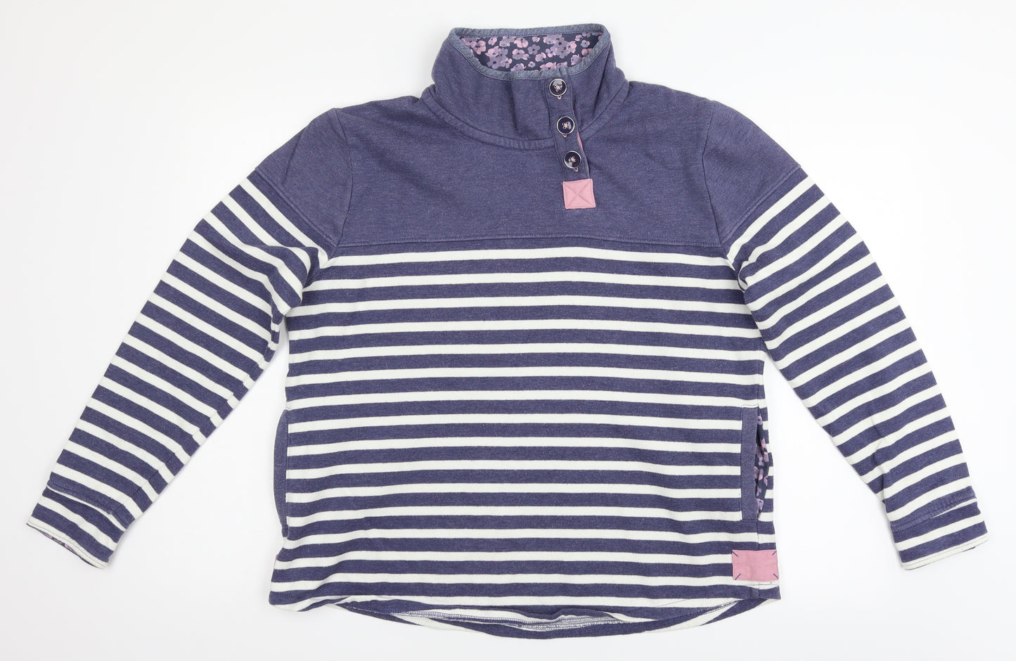 TU Womens Beige Striped  Henley Jumper Size 16