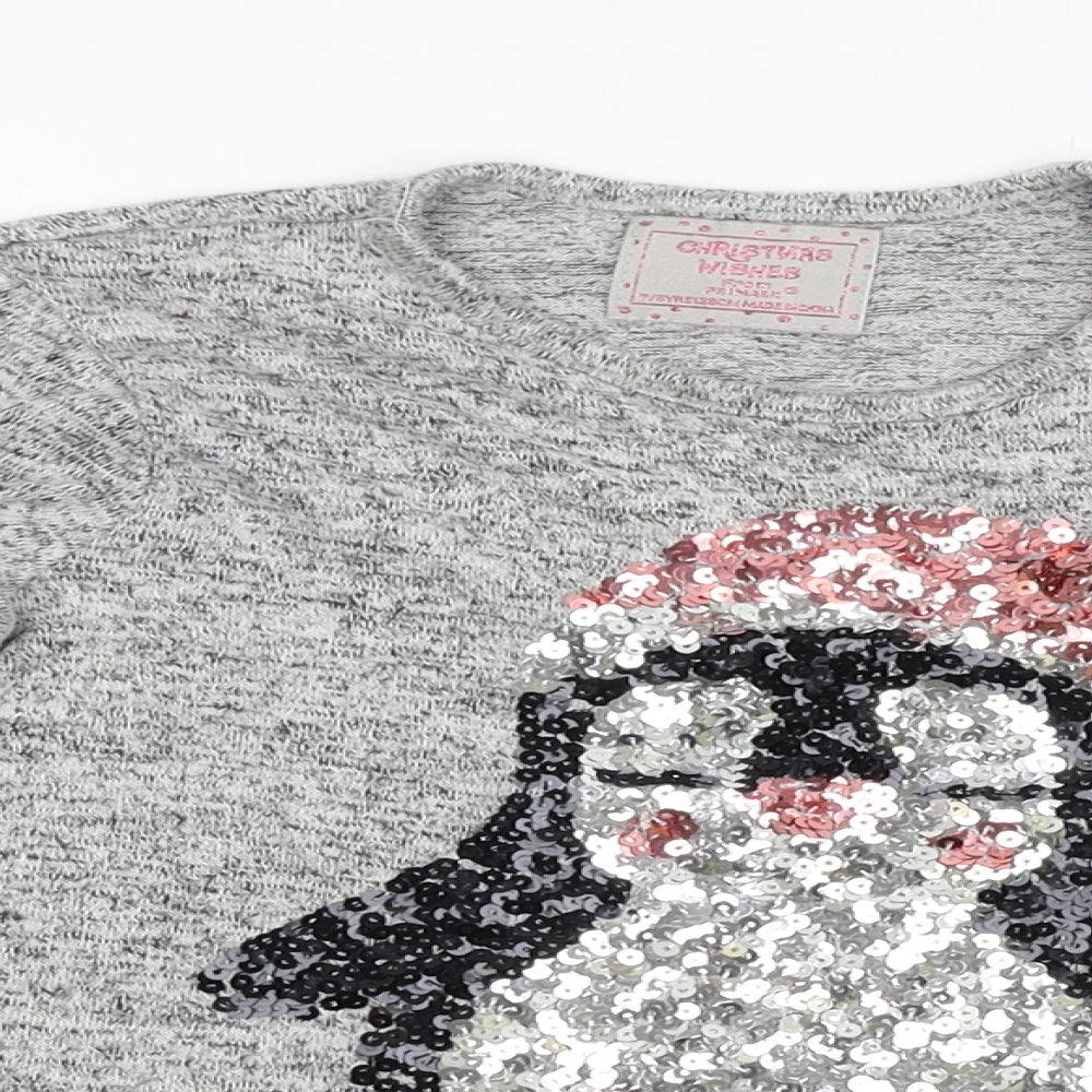 Primark Girls Grey   Pullover Jumper Size 7-8 Years