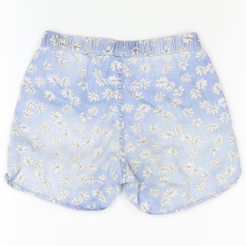 H&M Girls Blue Floral Denim Mom Shorts Size 7-8 Years