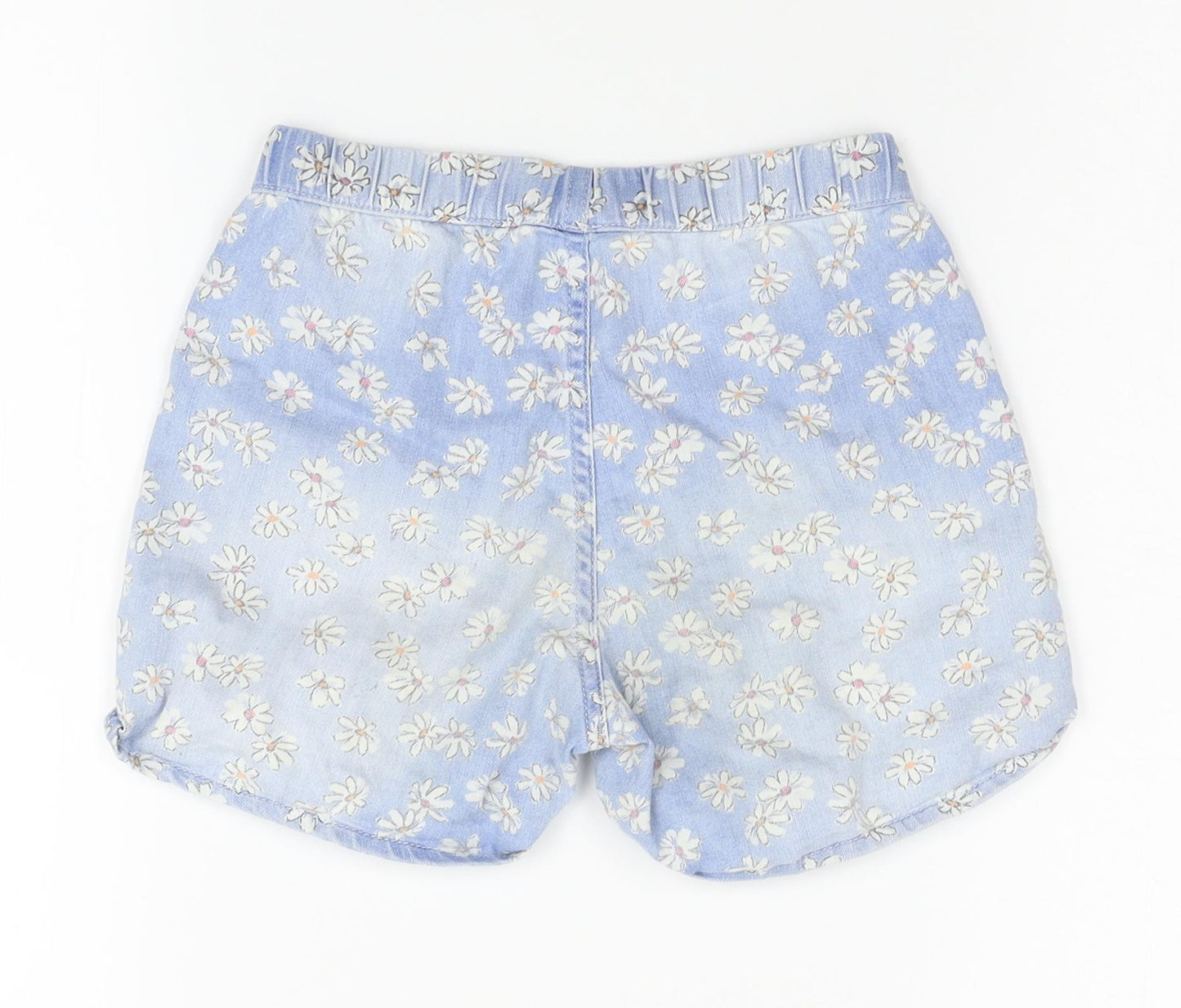 H&M Girls Blue Floral Denim Mom Shorts Size 7-8 Years