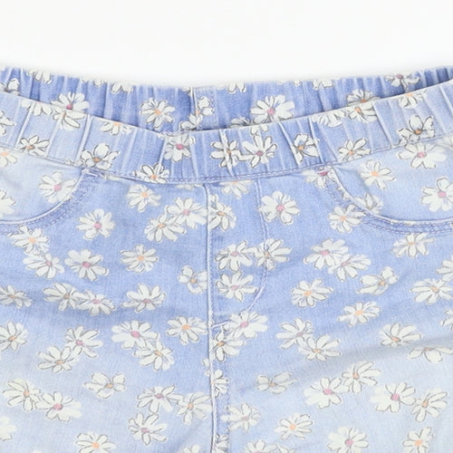H&M Girls Blue Floral Denim Mom Shorts Size 7-8 Years