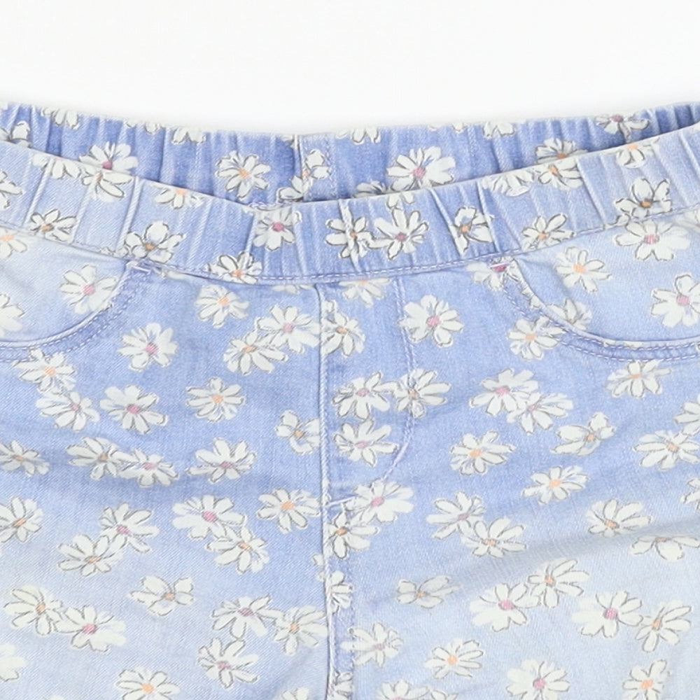 H&M Girls Blue Floral Denim Mom Shorts Size 7-8 Years